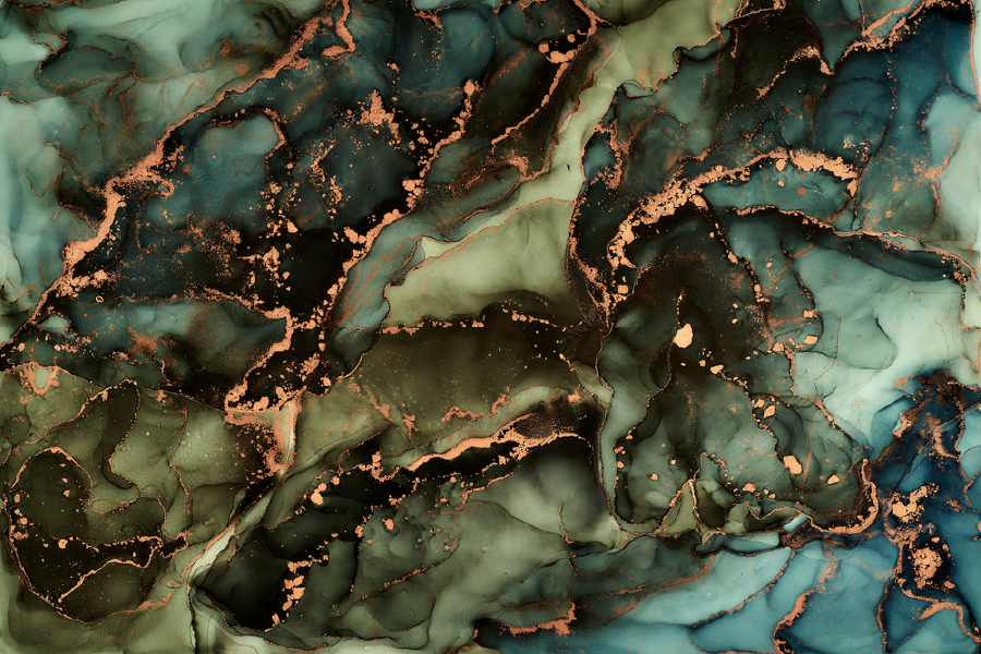 Green Blue & Gold Abstract Design Home Decor Premium Quality Poster Print Choose Your Sizes