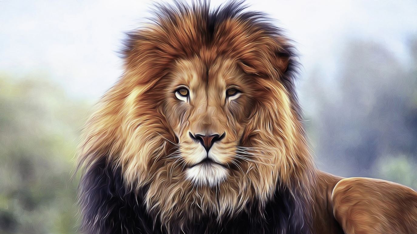 Lion Portrait Oil Painting Home Decor Premium Quality Poster Print Choose Your Sizes