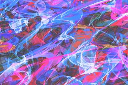 Blue Pink & Red Abstract Design Print 100% Australian Made
