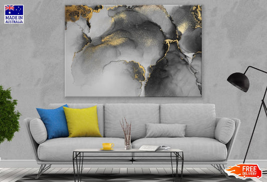 Dark Gold & Grey Abstract Design Print 100% Australian Made