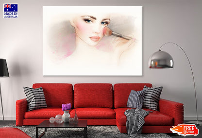 Makeup Girl with Brush Watercolor Painting Design Print 100% Australian Made