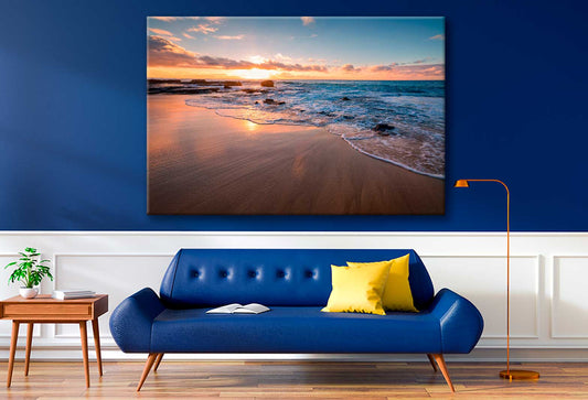 Bella Home Evening Sunset & Beach Waves Print Canvas Ready to hang
