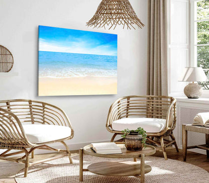 Bella Home Sandy Beach & Blue Cloudy Sky Print Canvas Ready to hang