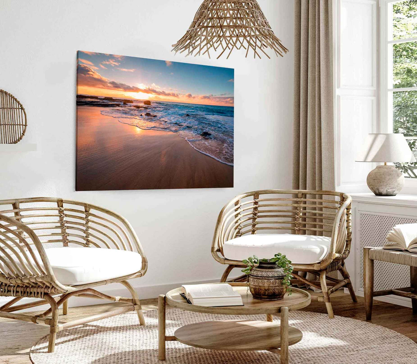 Bella Home Evening Sunset & Beach Waves Print Canvas Ready to hang