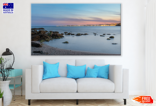 Boat On Sea & Sunset Scenery Photograph Print 100% Australian Made