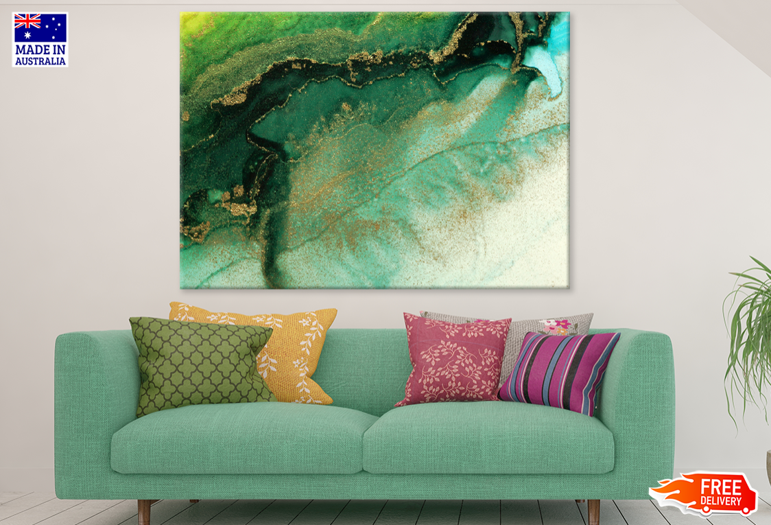 Green Black & Gold Abstract Design Print 100% Australian Made