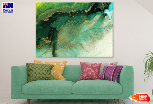 Green Black & Gold Abstract Design Print 100% Australian Made