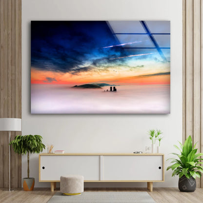 Mountain & Clouds Sunset Photograph Acrylic Glass Print Tempered Glass Wall Art 100% Made in Australia Ready to Hang