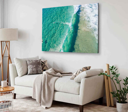 Bella Home Surfer on Beach With Waves Print Canvas Ready to hang