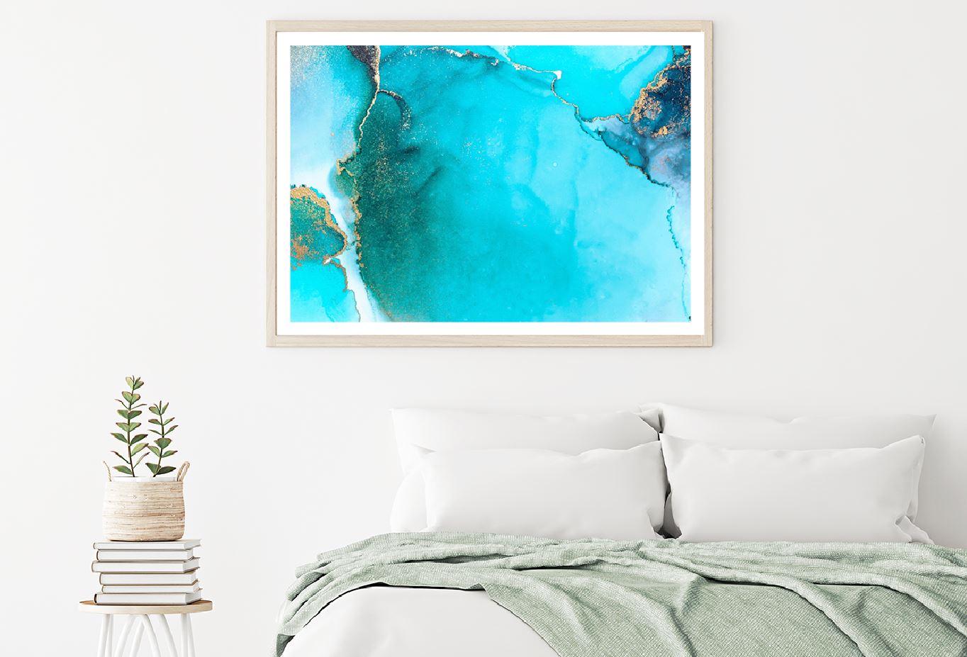 Blue & Gold Splash Abstract Fluid Design Home Decor Premium Quality Poster Print Choose Your Sizes