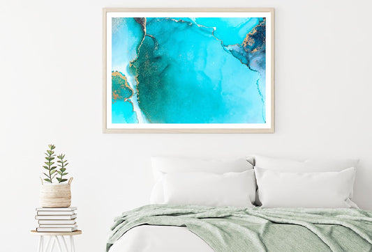 Blue & Gold Splash Abstract Fluid Design Home Decor Premium Quality Poster Print Choose Your Sizes