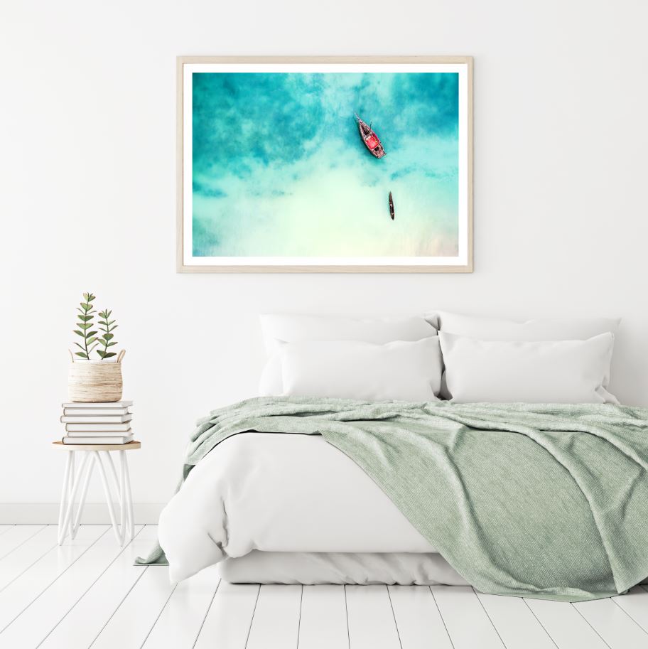 Boats on Sea Aerial Photograph Home Decor Premium Quality Poster Print Choose Your Sizes