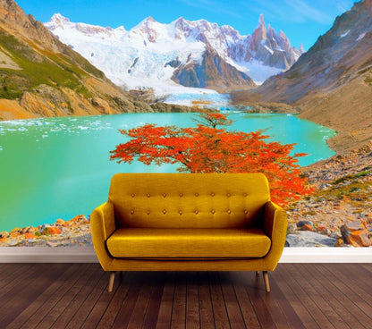 Wallpaper Murals Peel and Stick Removable Mountain & Lake View High Quality