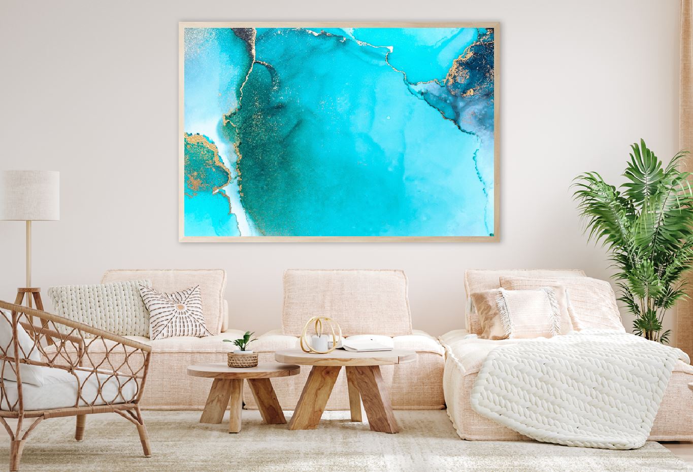 Blue & Gold Splash Abstract Fluid Design Home Decor Premium Quality Poster Print Choose Your Sizes