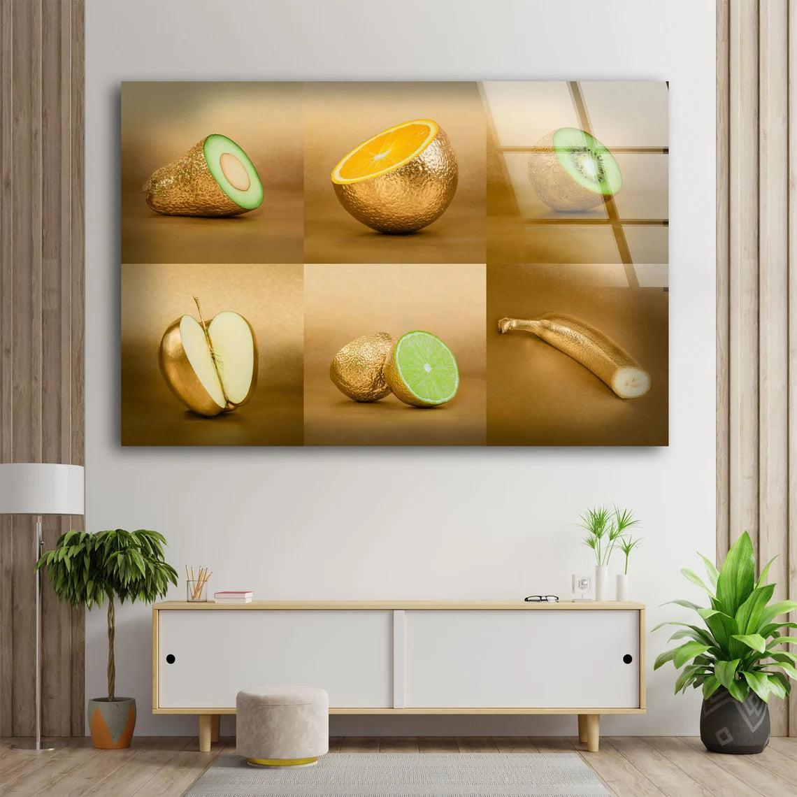 Golden Fruits Collage Acrylic Glass Print Tempered Glass Wall Art 100% Made in Australia Ready to Hang