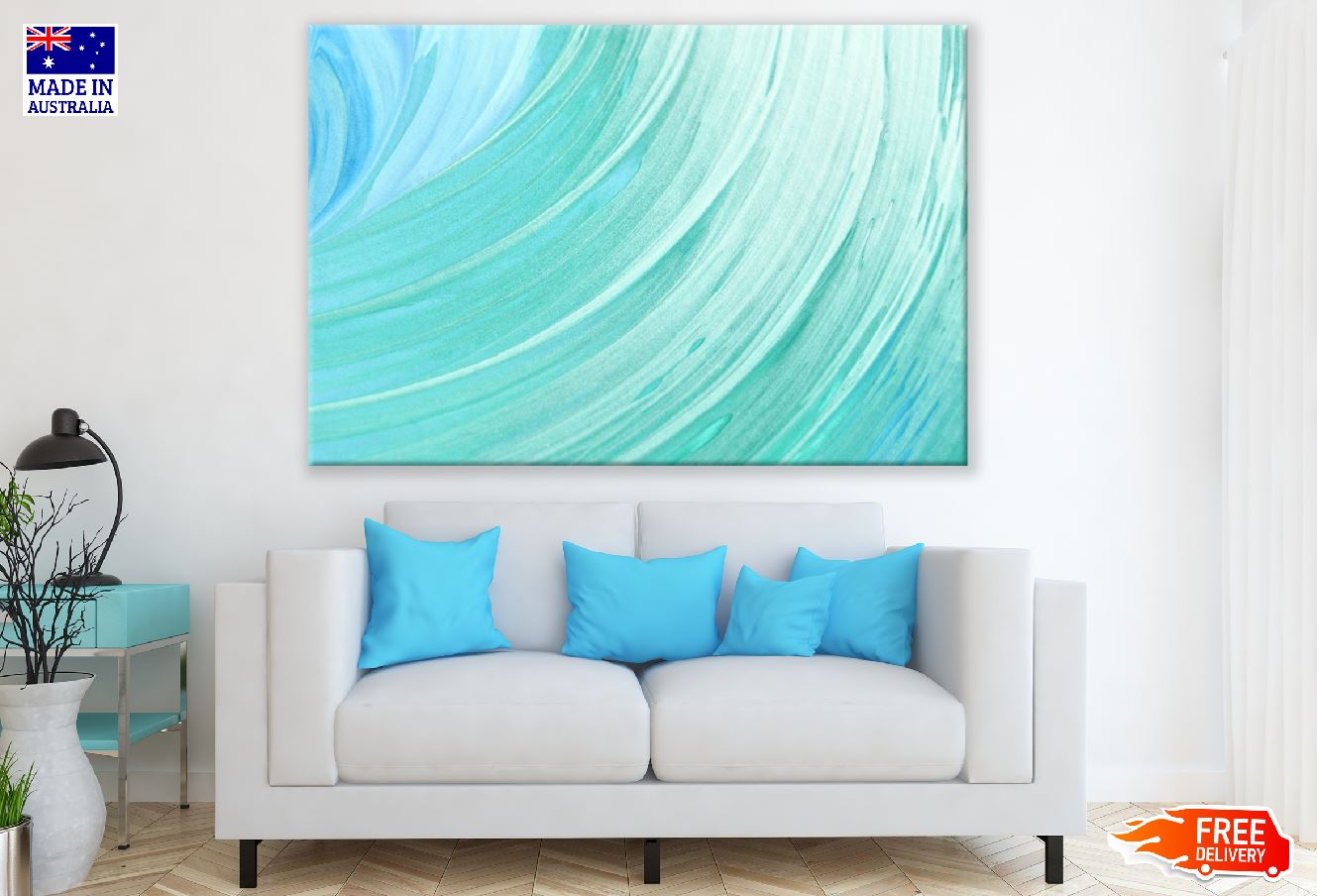 Green & Blue Abstract Design Print 100% Australian Made