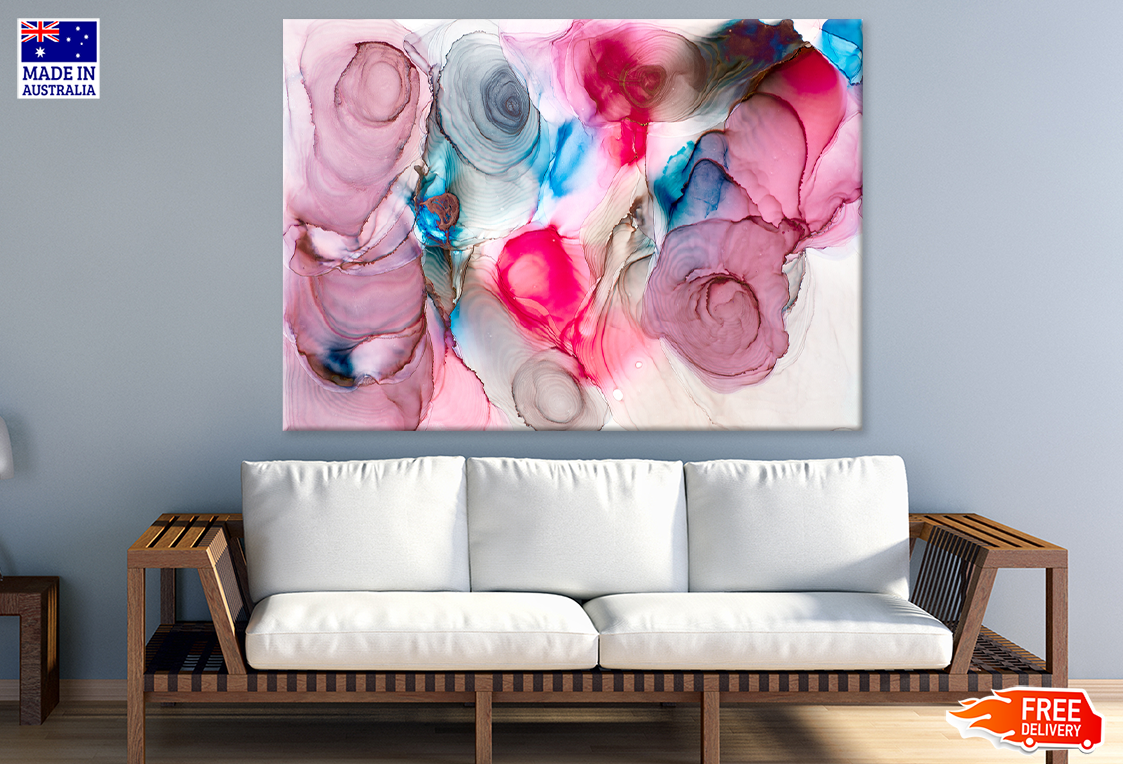 Pink Purple Blue & White Abstract Design Print 100% Australian Made