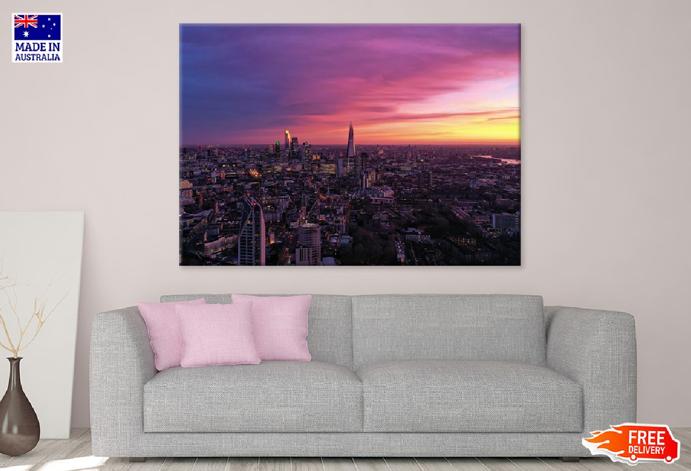 Sunrise at London & Pink Sky View Photograph Print 100% Australian Made