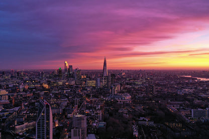 Sunrise at London & Pink Sky View Photograph Print 100% Australian Made