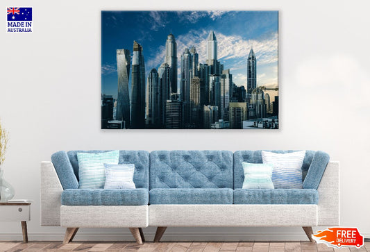 Skyscrapers in Dubai Marina, UAE Aerial View Print 100% Australian Made