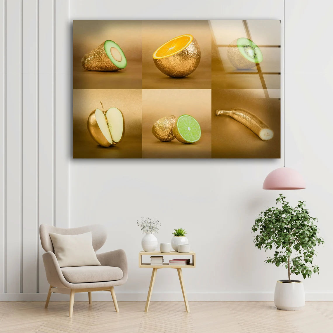 Golden Fruits Collage Acrylic Glass Print Tempered Glass Wall Art 100% Made in Australia Ready to Hang