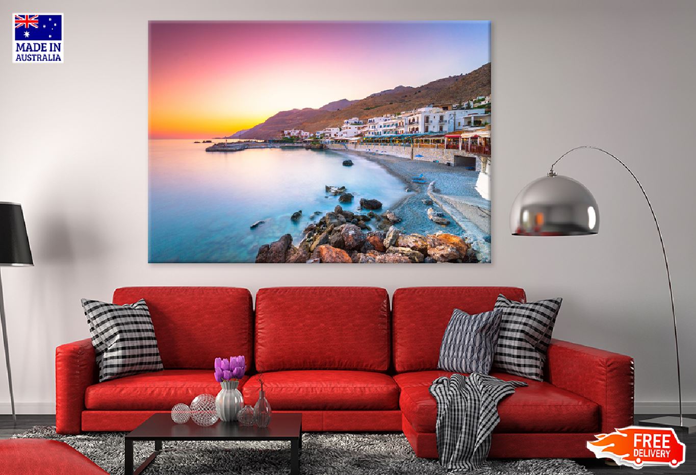 Hora Sfakion Town Sea Sunset View Photograph Print 100% Australian Made
