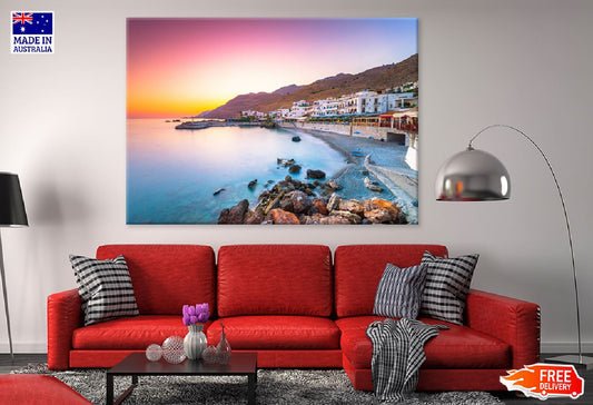 Hora Sfakion Town Sea Sunset View Photograph Print 100% Australian Made