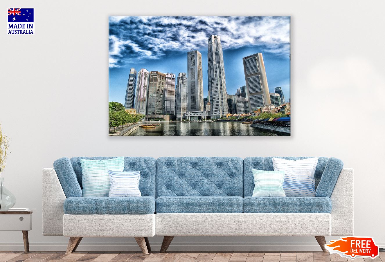 Singapore River with Modern Skyscrapers Photograph Print 100% Australian Made