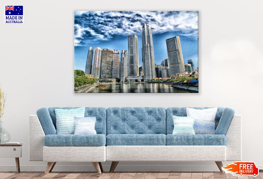 Singapore River with Modern Skyscrapers Photograph Print 100% Australian Made