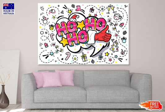 HO HO HO Quote & Abstract Shapes Illustration Print 100% Australian Made