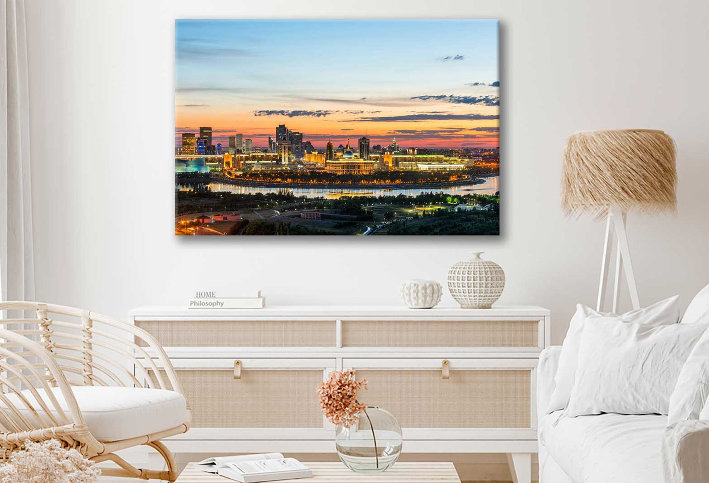 Bella Home Tiber River Watercolor Painting Print Canvas Ready to hang