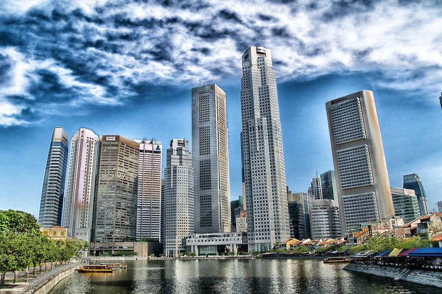Singapore River with Modern Skyscrapers Photograph Print 100% Australian Made