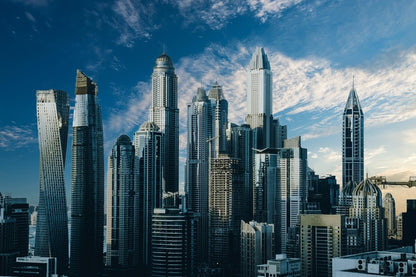 Skyscrapers in Dubai Marina, UAE Aerial View Print 100% Australian Made