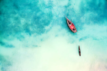 Boats on Sea Aerial Photograph Home Decor Premium Quality Poster Print Choose Your Sizes