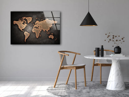 Vintage World Map Acrylic Glass Print Tempered Glass Wall Art 100% Made in Australia Ready to Hang