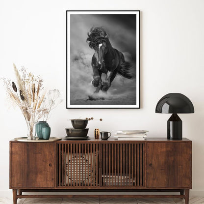 Black Horse Running Photograph Home Decor Premium Quality Poster Print Choose Your Sizes