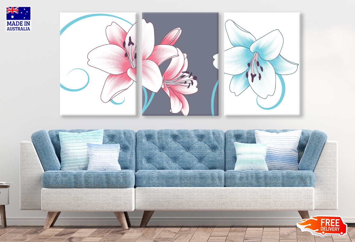 3 Set of Floral Painting High Quality print 100% Australian made wall Canvas ready to hang