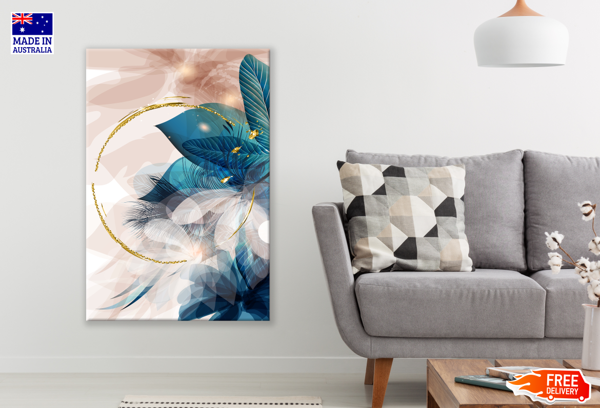 Abstract Gold Blue Visual Art Design Print 100% Australian Made