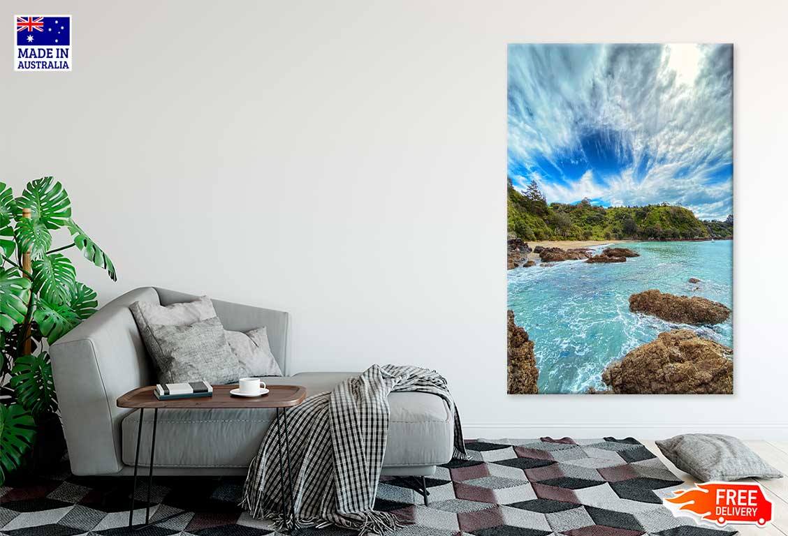 Rocks on Sea & Forest View Photograph Print 100% Australian Made