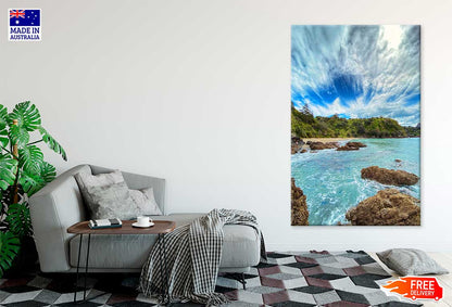 Rocks on Sea & Forest View Photograph Print 100% Australian Made