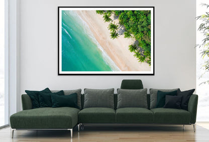 Blue Sea with Palm Trees Aerial View Photograph Home Decor Premium Quality Poster Print Choose Your Sizes