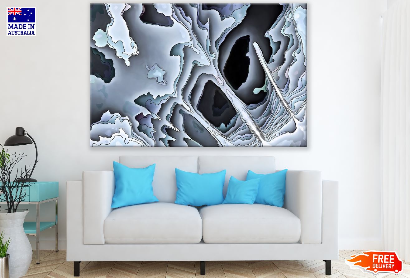 Grey & Black 3D Digital Abstract Design Print 100% Australian Made