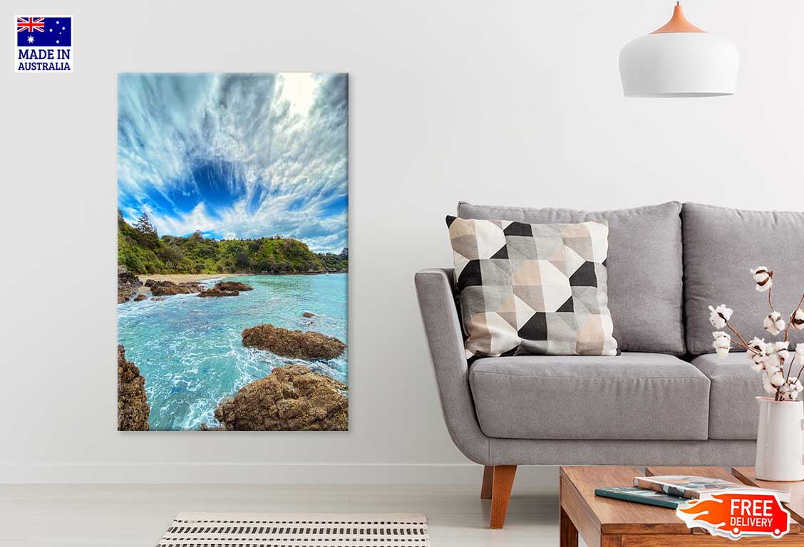 Rocks on Sea & Forest View Photograph Print 100% Australian Made