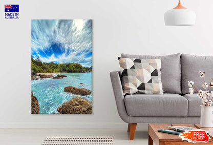 Rocks on Sea & Forest View Photograph Print 100% Australian Made