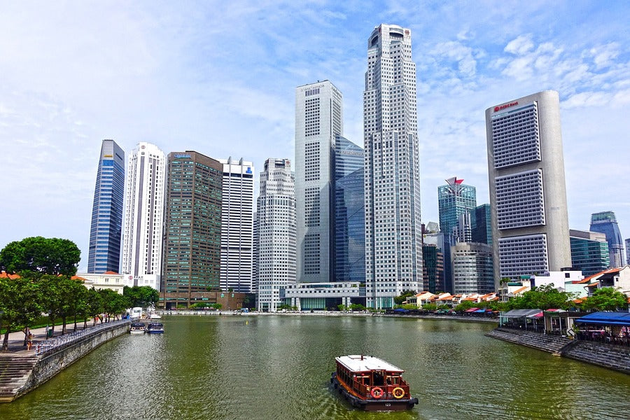 Singapore River with Modern Skyscrapers Photograph Print 100% Australian Made
