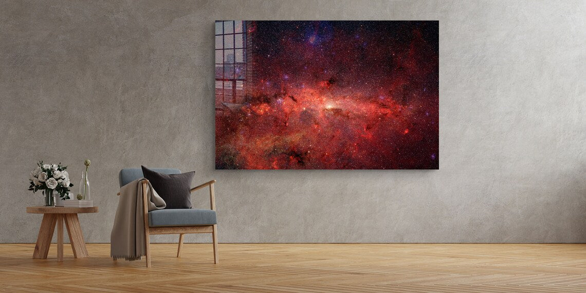 Red Milky Way Space Print Tempered Glass Wall Art 100% Made in Australia Ready to Hang