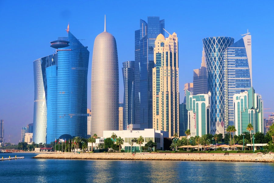 Skyscrapers in Dubai Marina, UAE Aerial View Print 100% Australian Made