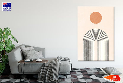 Orange Circle & Black Lines Design Print 100% Australian Made