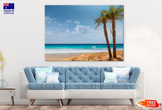 Sandy Beach near Palm Trees View Photograph Print 100% Australian Made