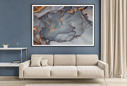 Blue & Gold Abstract Design Home Decor Premium Quality Poster Print Choose Your Sizes